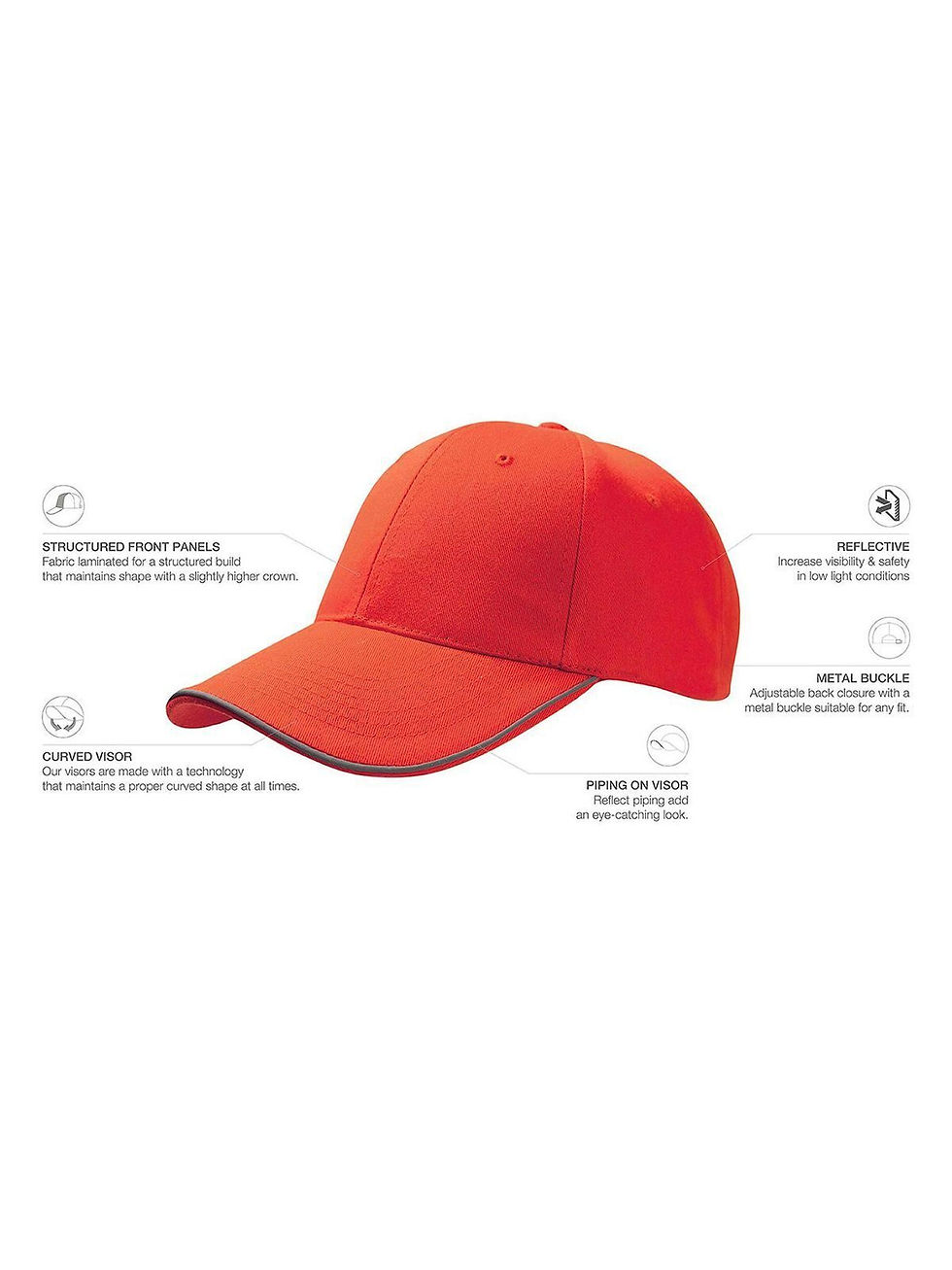 Miniature : Casquette baseball unisexe polycoton réfléchissant - 2 coloris