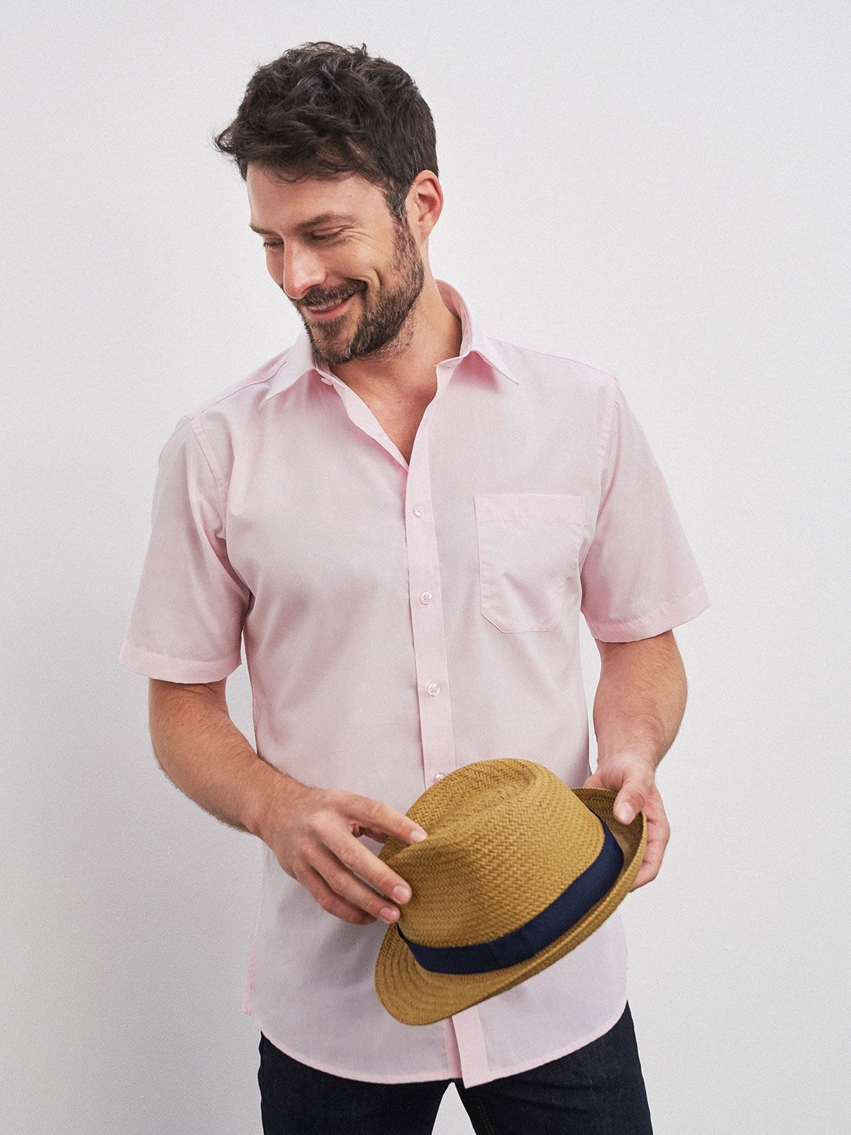 Chemise homme à manches courtes en popeline 105g/m² - 16 coloris