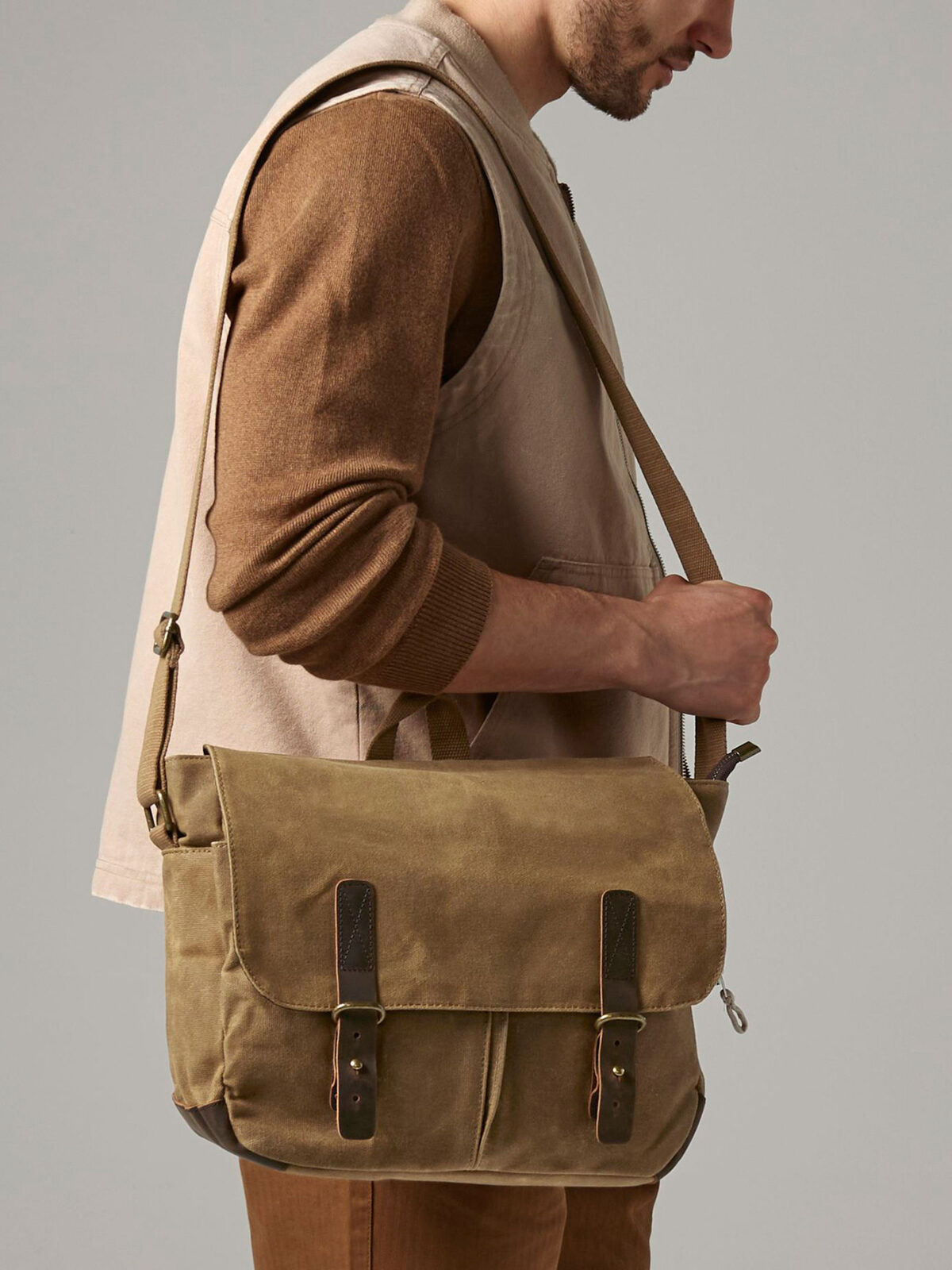 Sacoche messenger coton imperméable - 2 coloris