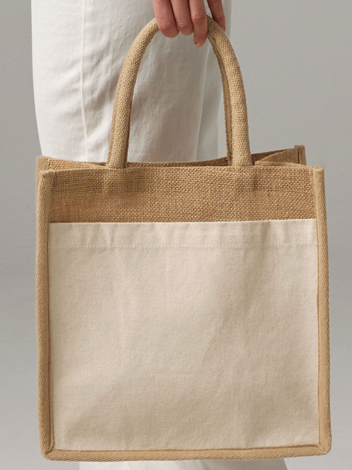 Sac midi tote jute poche coton imprimable 30x30x19 cm 14 L