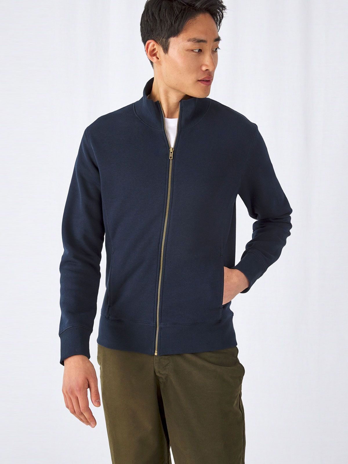 Sweat-shirt zippé homme polycoton - 2 coloris