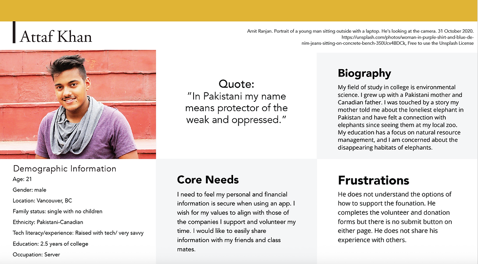 A sample user persona using UX research