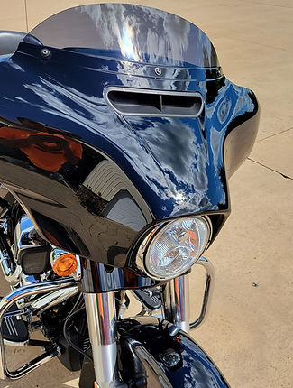 Black Harley-Davidson Street Glide with professional motorcycle paint correction and ceramic coating by Ohio Motorcycle Detailing