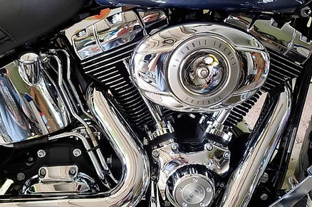 detailed, polished and coated harley davidson motorcycle engine