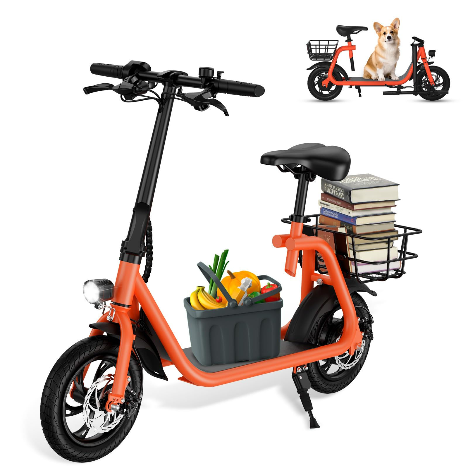 SEHOMY 2 Wheels Electric Scooter Adults with Seat 265lbs Folding Scooters for Wo