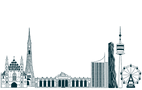 Wichtige Monumente der Skyline von Wien als gezeichnete Grafik