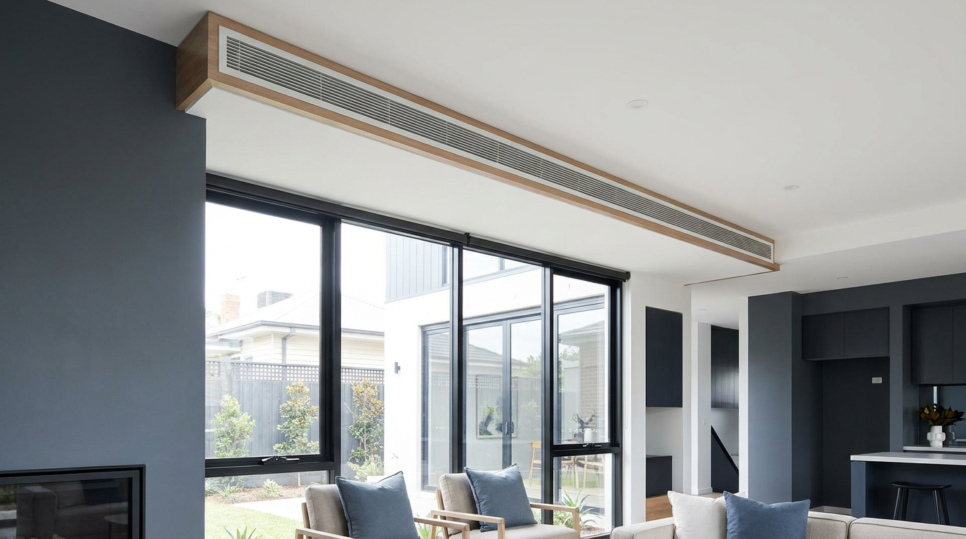 Finished modern indoor air-conditioning installation