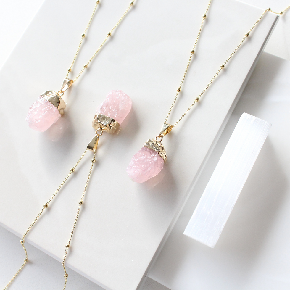 Raw Rose Quartz Necklace