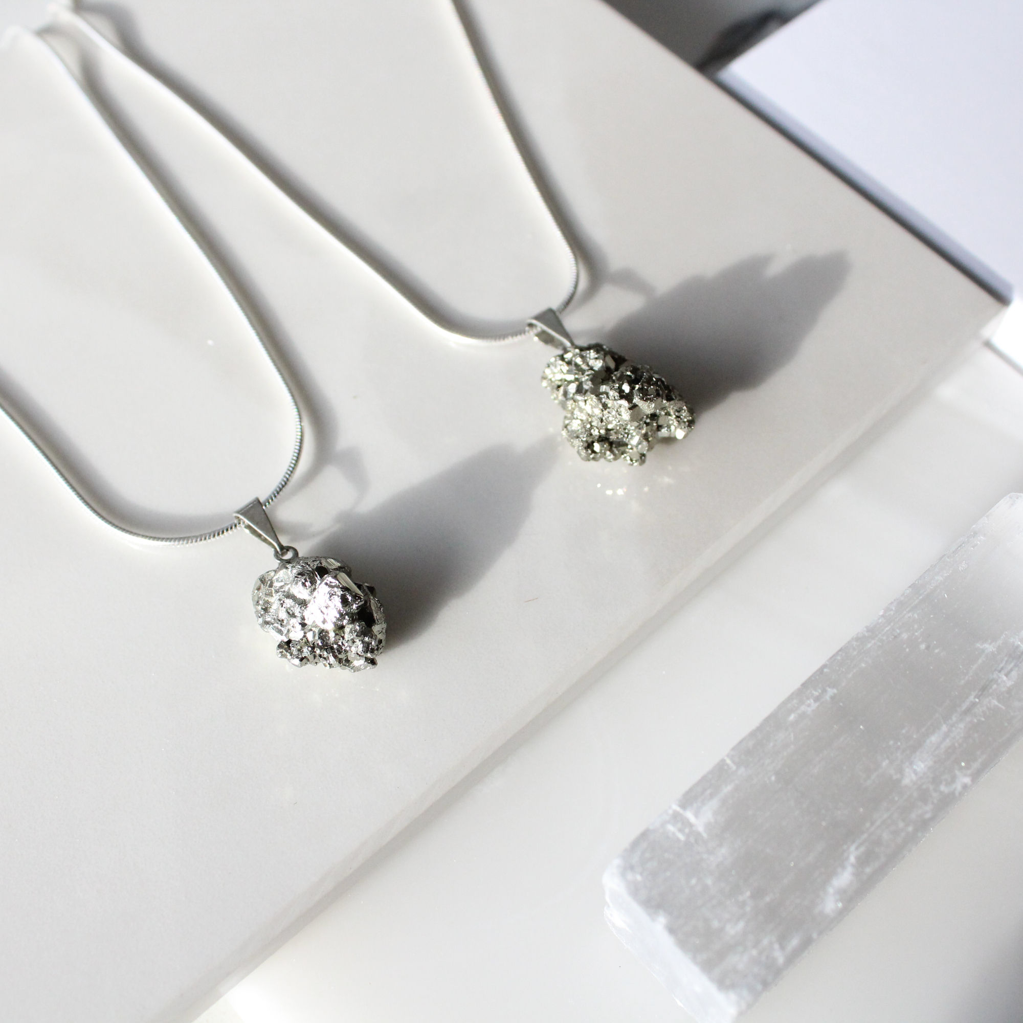 Raw Pyrite Crystal Necklace