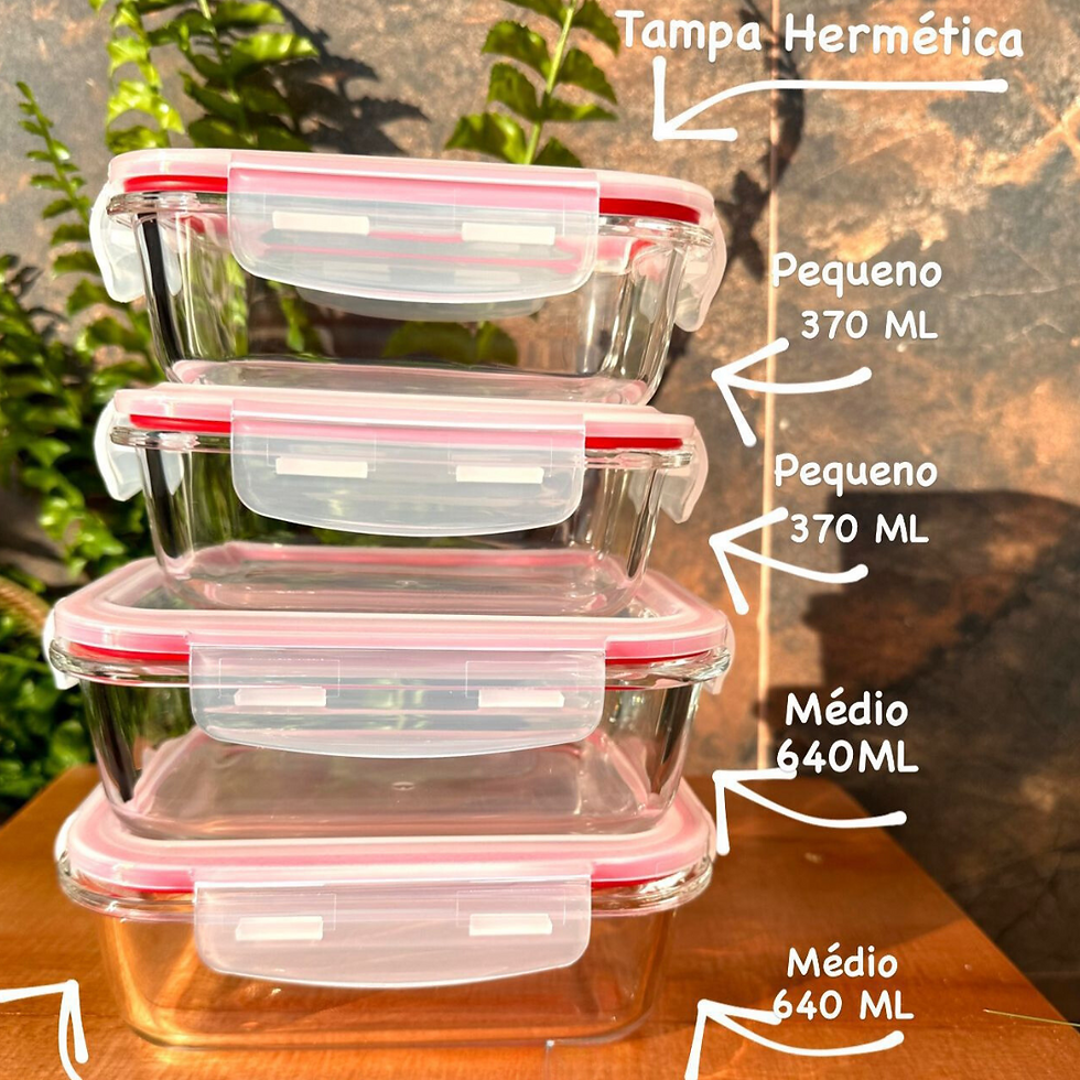 Miniatura: COD: SS7618 JOGO DE  POTE 04 PEÇAS VIDRO HERMÉTICOS RETANGULAR