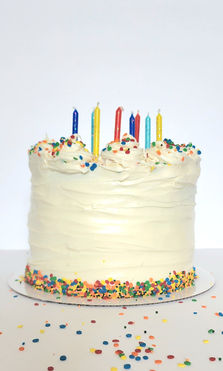 Birthday cake with candles and sprinkles, white frosting, Cakes, Simply Radiant Sweets LLC