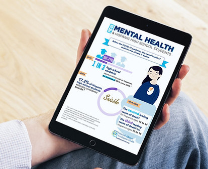 Mental health infographic displayed on a tablet screen.