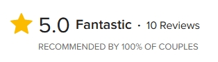 5.0 Fantastic rating, 10 reviews: Recommended by 100% of couples
