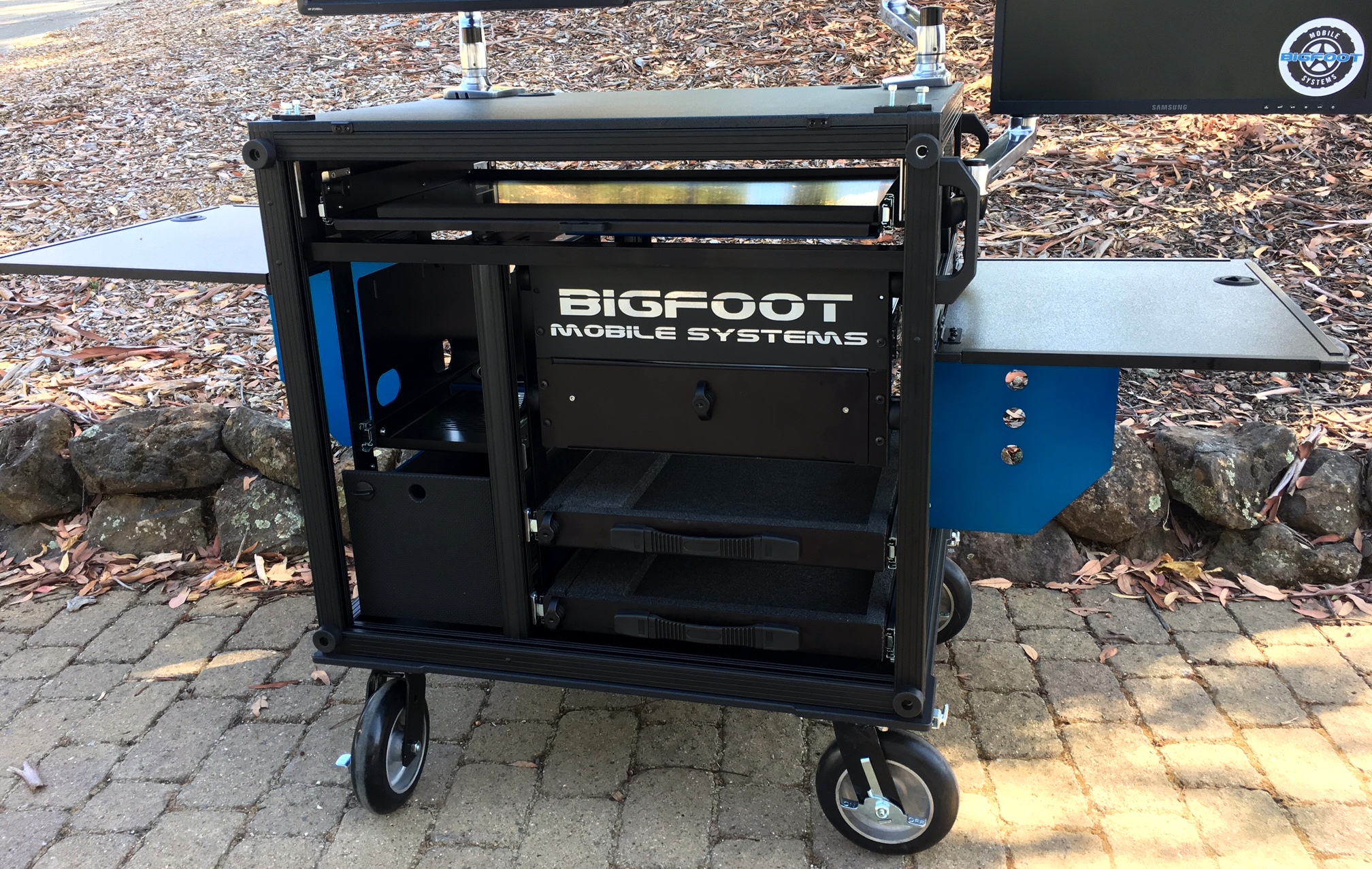 Blue dual flip up side panels