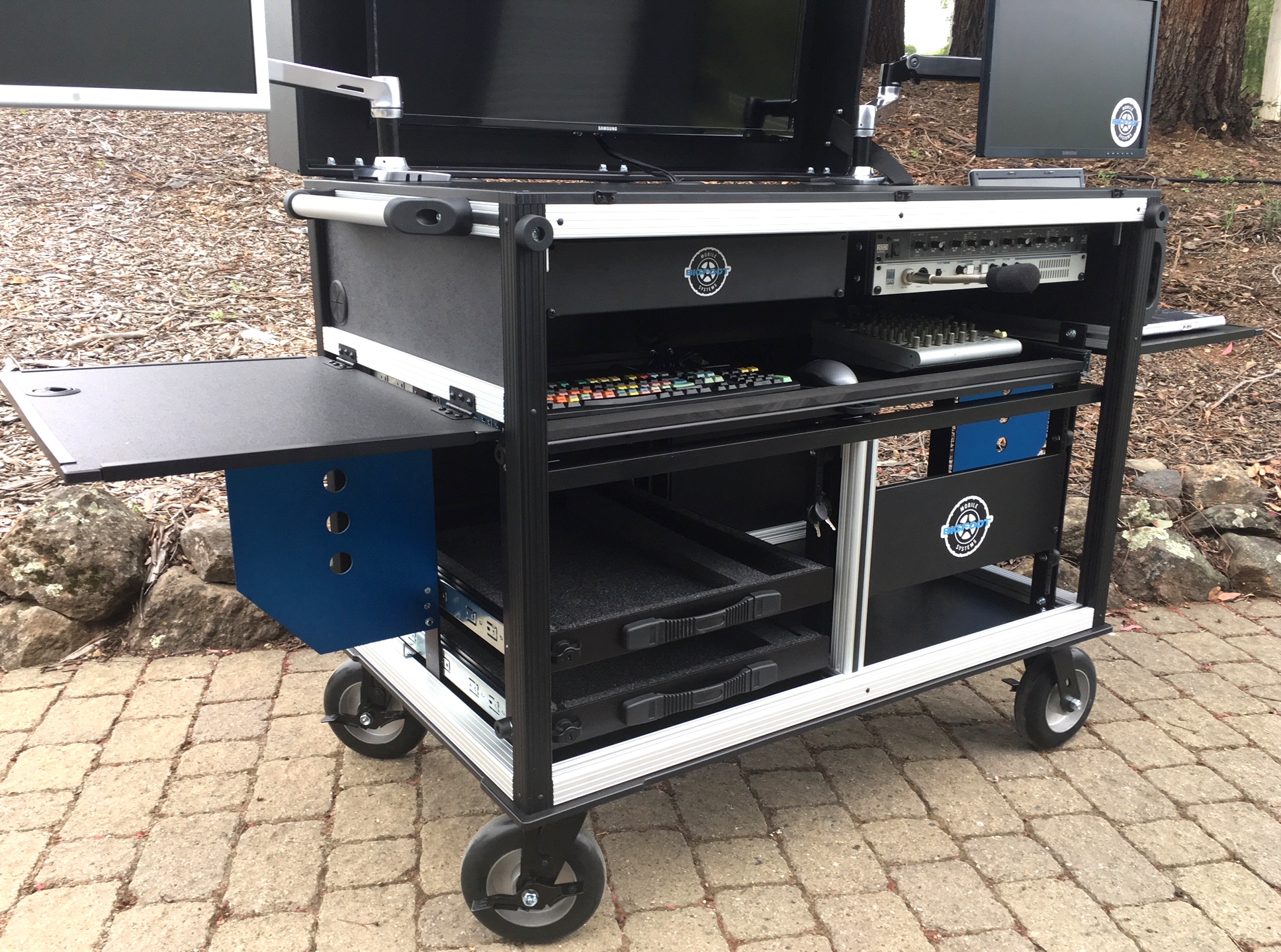 Blue dual flip up side panels