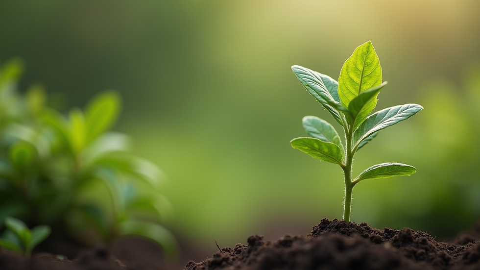 Close-up de muda de árvore sendo plantada em solo fértil