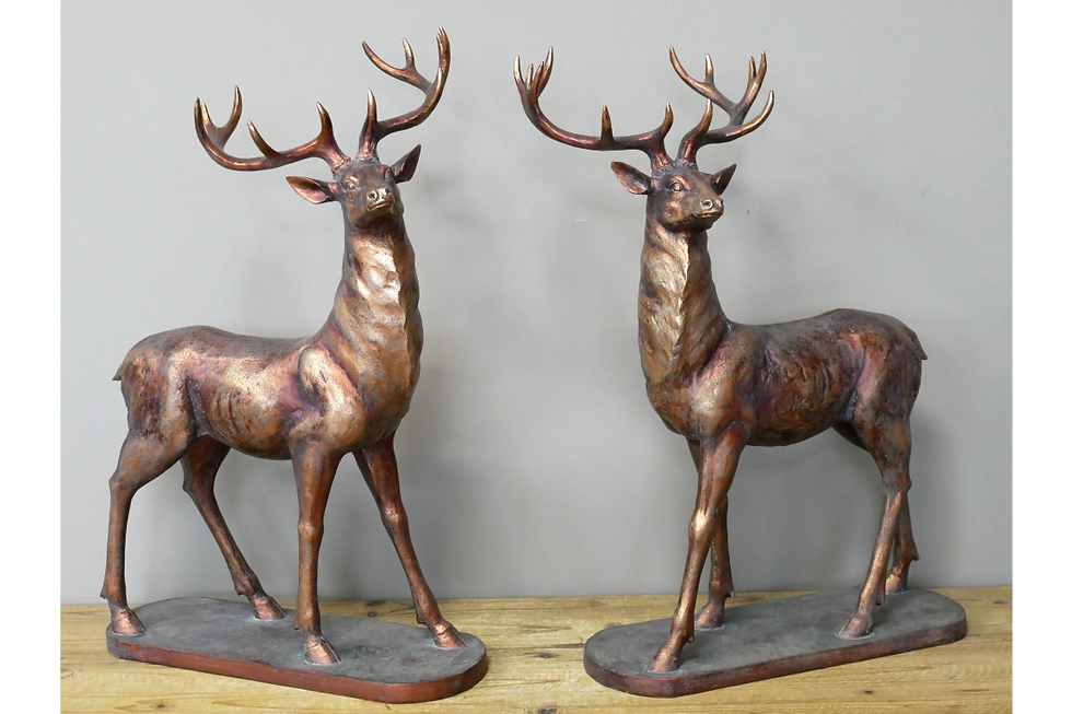 Thumbnail: Set of 2 Bronzed Stag Ornaments