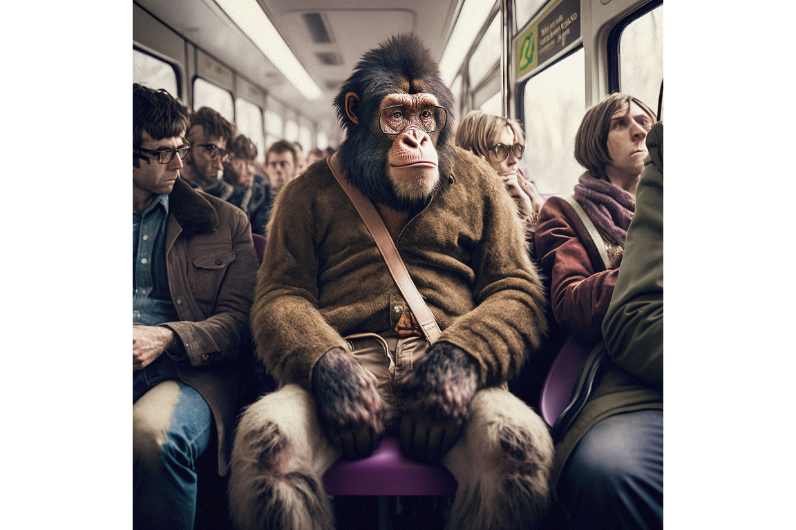 Monkey on the Tube Tempered Glass Wall Art