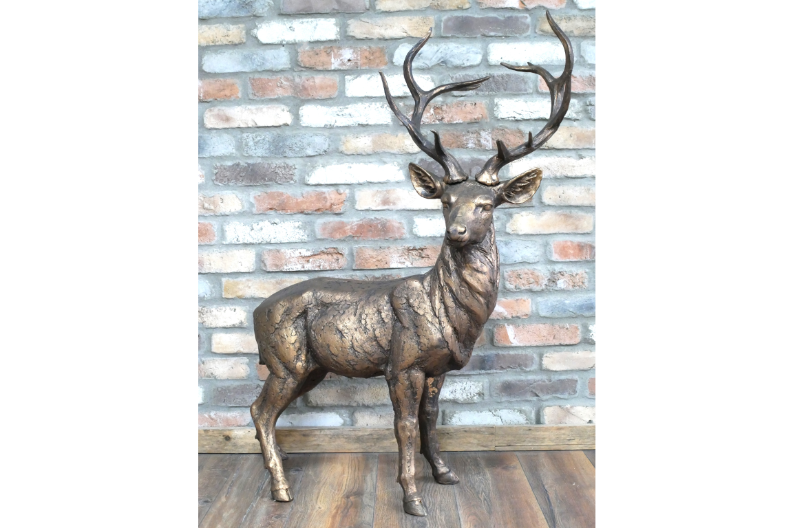 Large Standing Rustic Bronze Stag Ornament