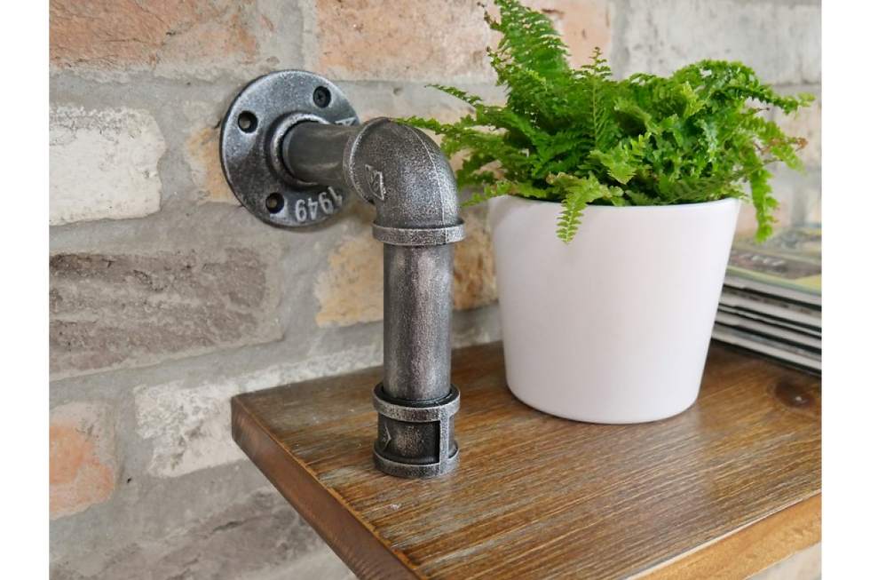 Thumbnail: Rustic Pipe Shelf With Red Gauge