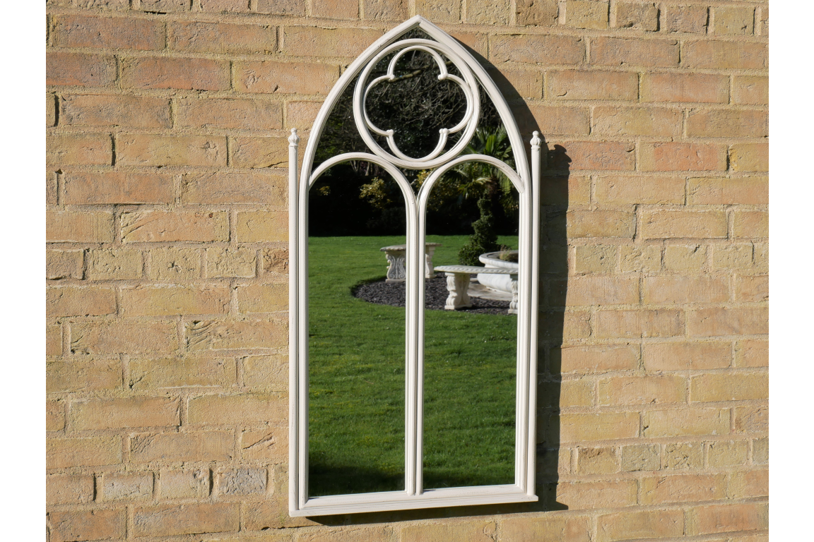 Rustic White Gothic Mirror