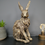 Thumbnail: large sitting hare ornament with wooden effect