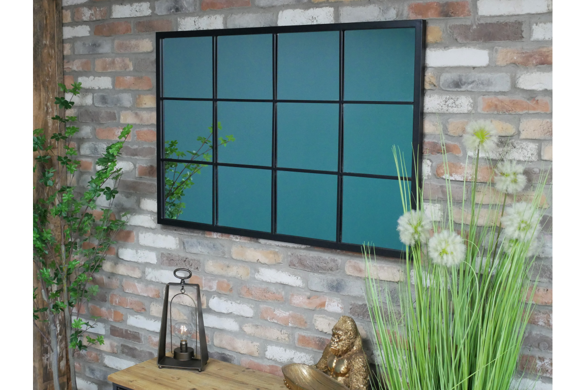 Large Rectangular Black Industrial Mirror