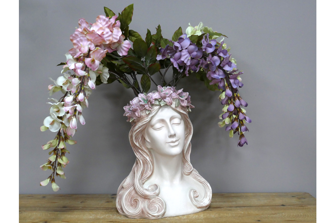 Large Floral Lady Head Planter