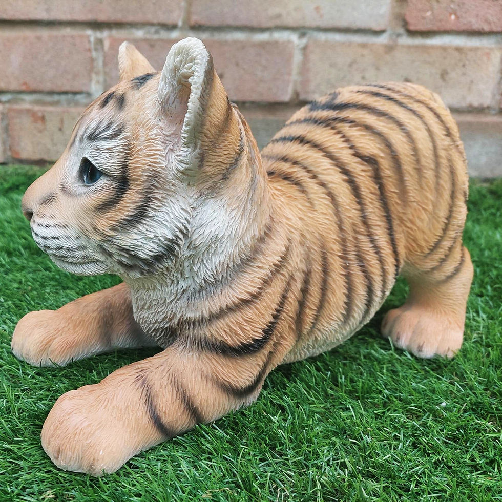 Thumbnail: Playful Tiger Cub Garden or Home Ornament side view