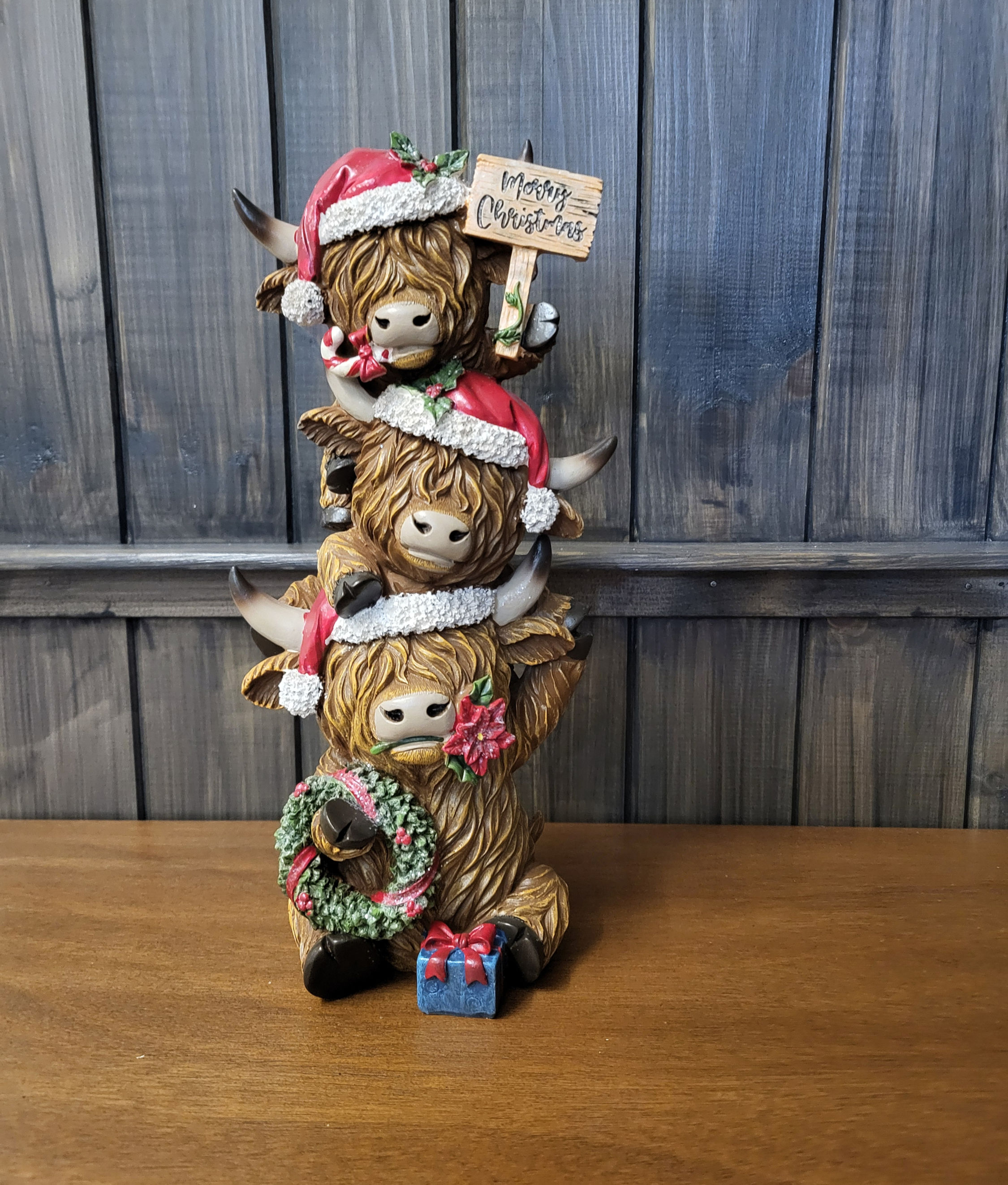 Highland Cow Christmas Totem Ornament