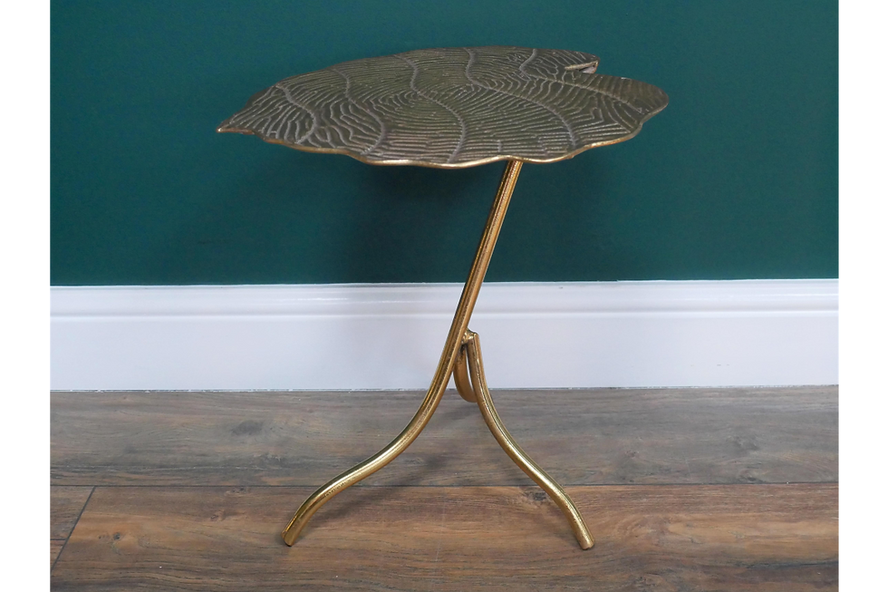 front view of the Golden Leaf Metal Side Table