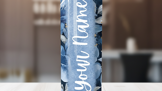 Tall Skinny Thermal Tumbler Personalized - Blue Floral