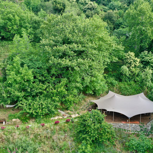 Pelion Homes_Shala Tent in Nature_Drone Shot2.jpeg