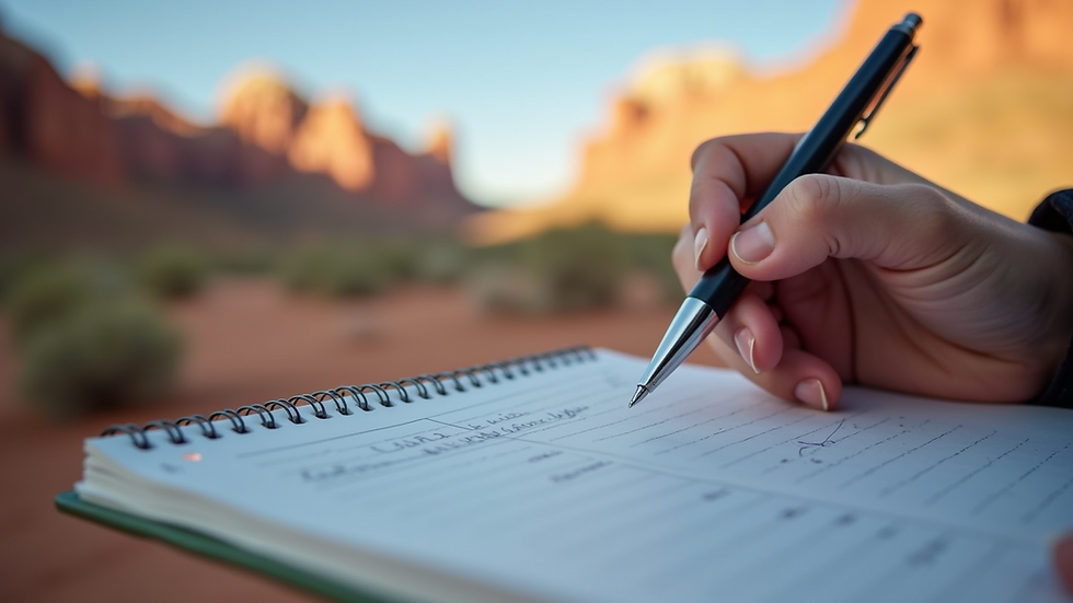 Close-up view of a therapist’s notebook with notes and a pen