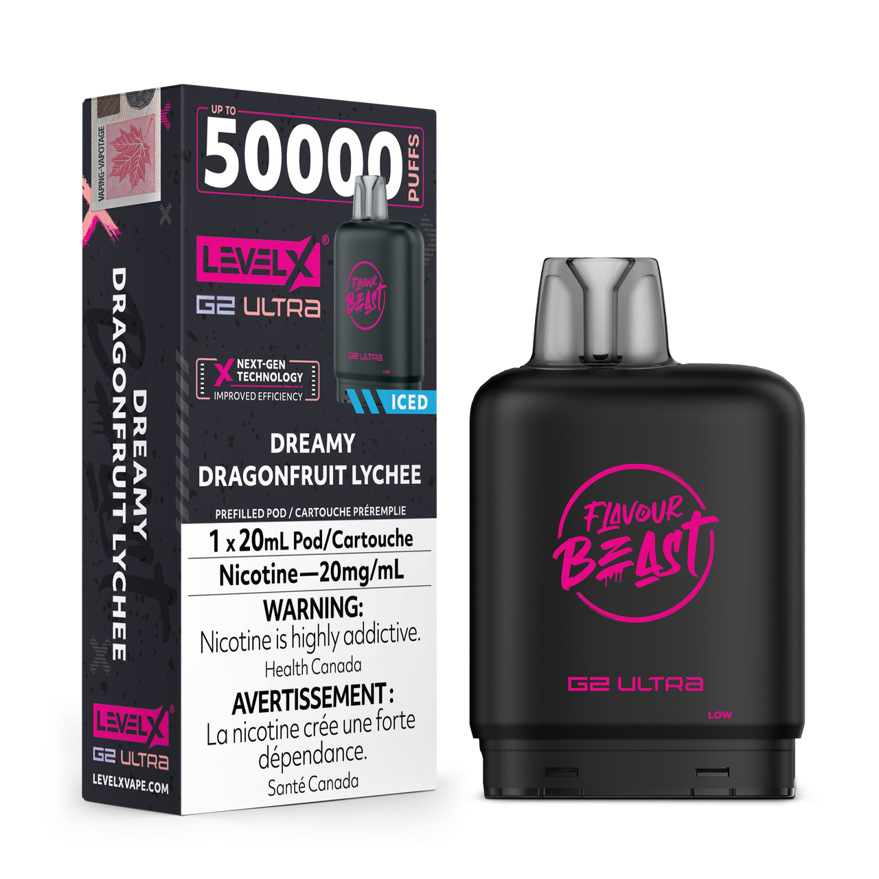 PRE FILLED PODS - LEVEL X G2 ULTRA 50K DREAMY DRAGONFRUIT LYCHEE