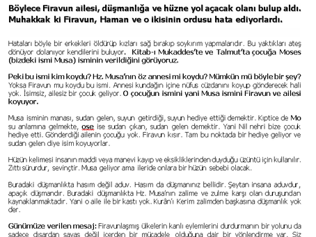 HZ. MUSA'YA İSMİNİ KİM KOYDU?