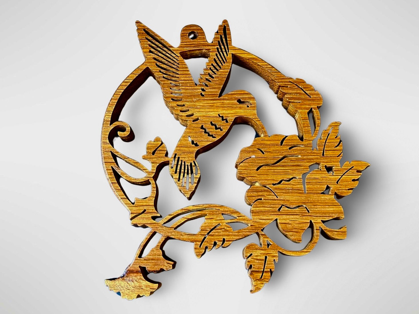 Hummingbird Aged Oak Wall Plaque