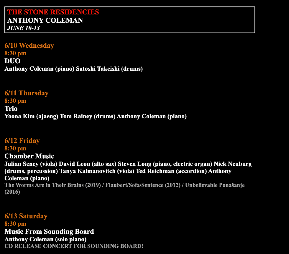 The Stone Residency - Anthony Coleman