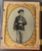 Thumbnail: Civil War ID’D 29th Iowa Infantry Tintype Photo w/ Corp Badge