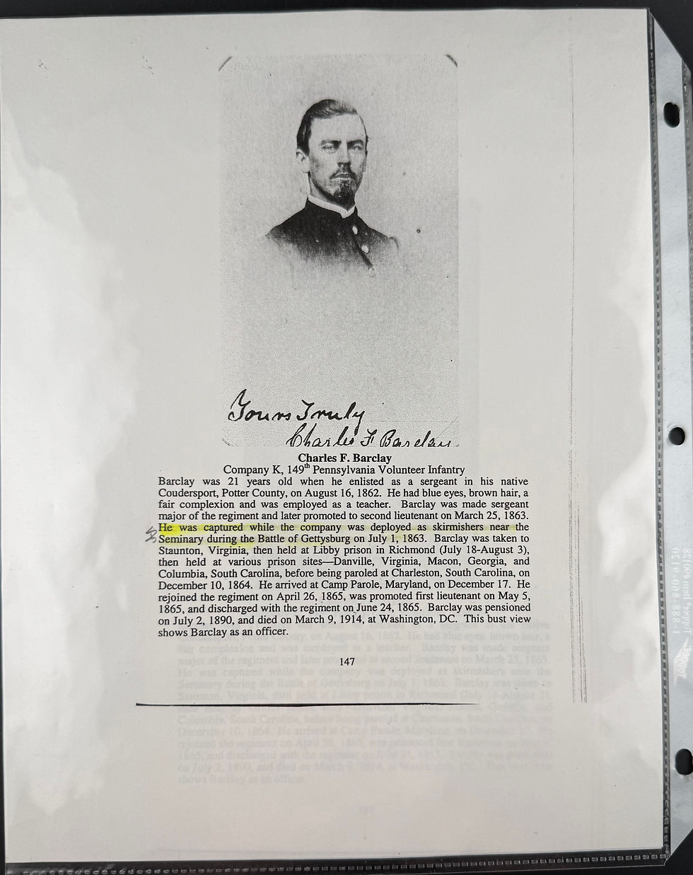 Thumbnail: Civil War Identified CDV 149th Pennsylvania Bucktail Captured at Gettysburg