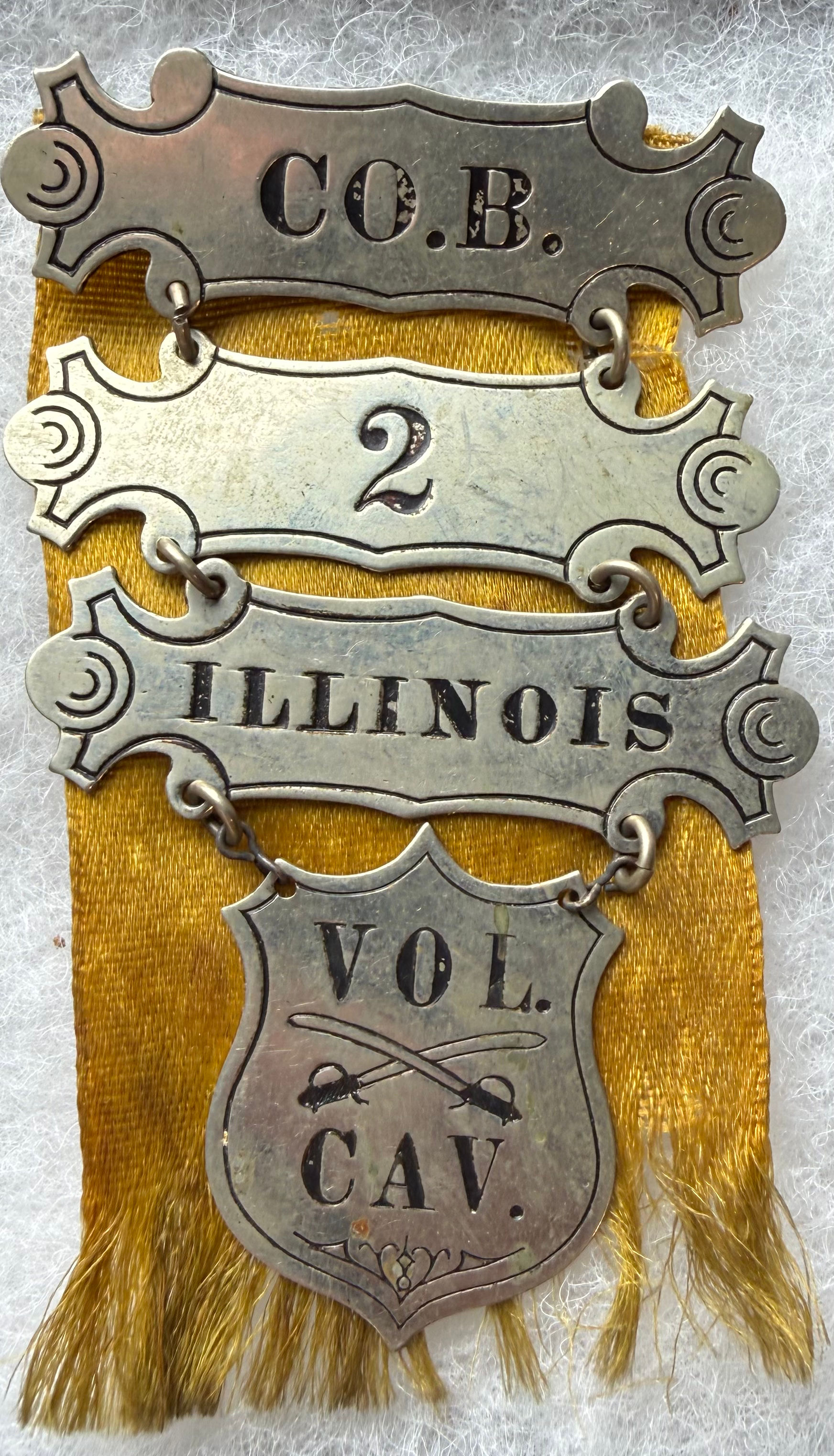 Civil War 2nd Illinois Cavalry Company B Ladder Badge