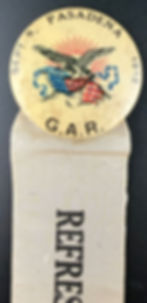 Thumbnail: Civil War GAR Pasadena 1912 Reunion Pin Ribbon “Refreshment” 