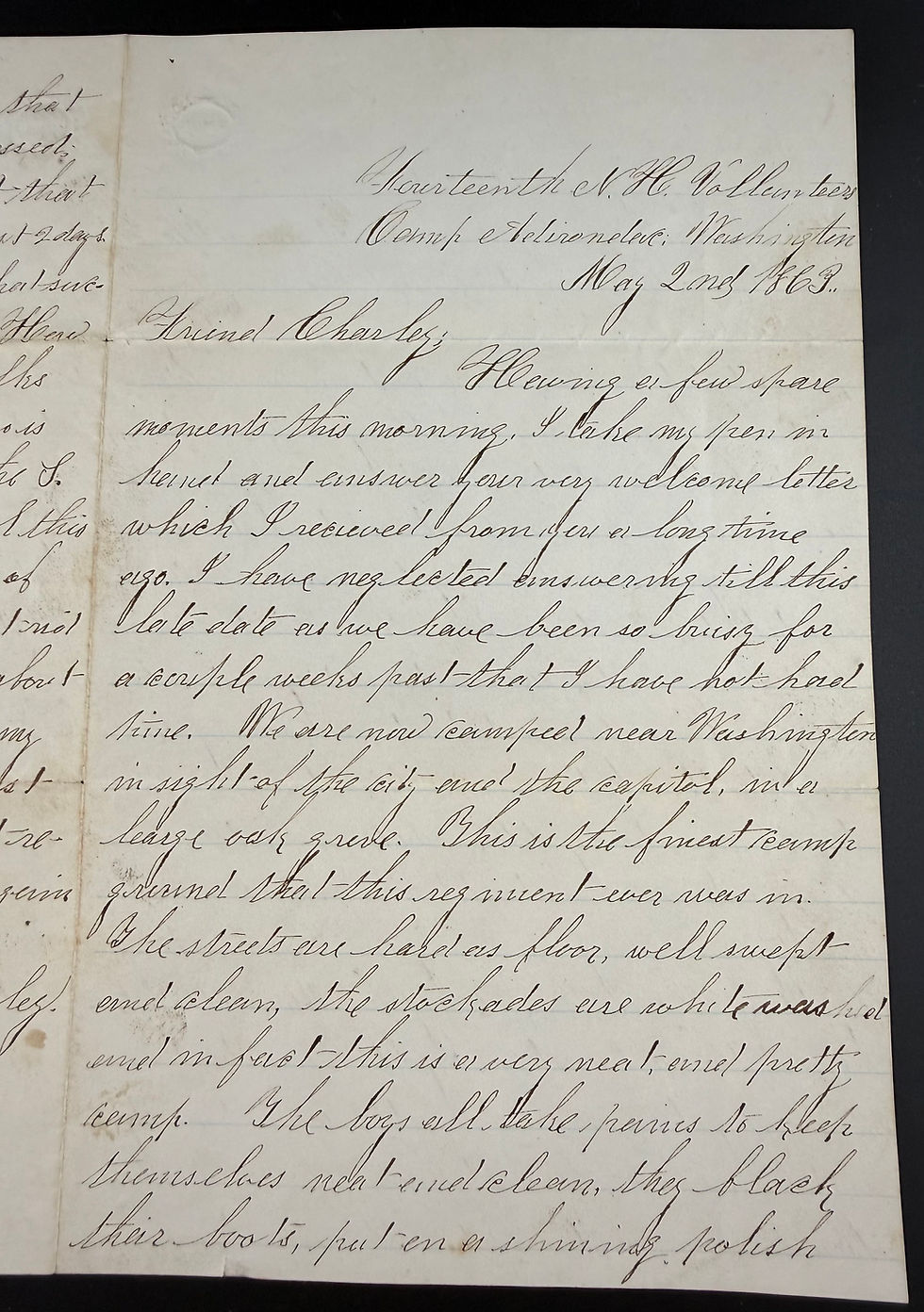 Thumbnail: Civil War 14th New Hampshire Volunteers Letter