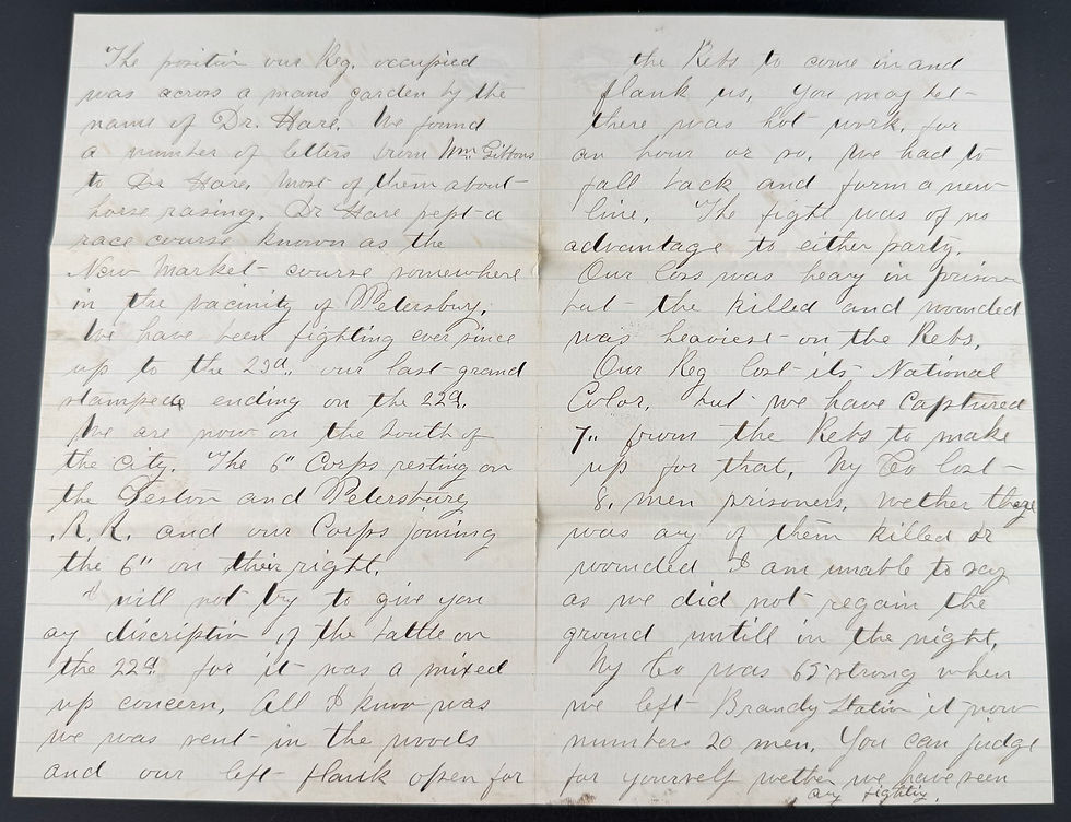 Thumbnail: Civil War Letter w/ Racial & Grusome Battle Content from 7th New Jersey Soldier