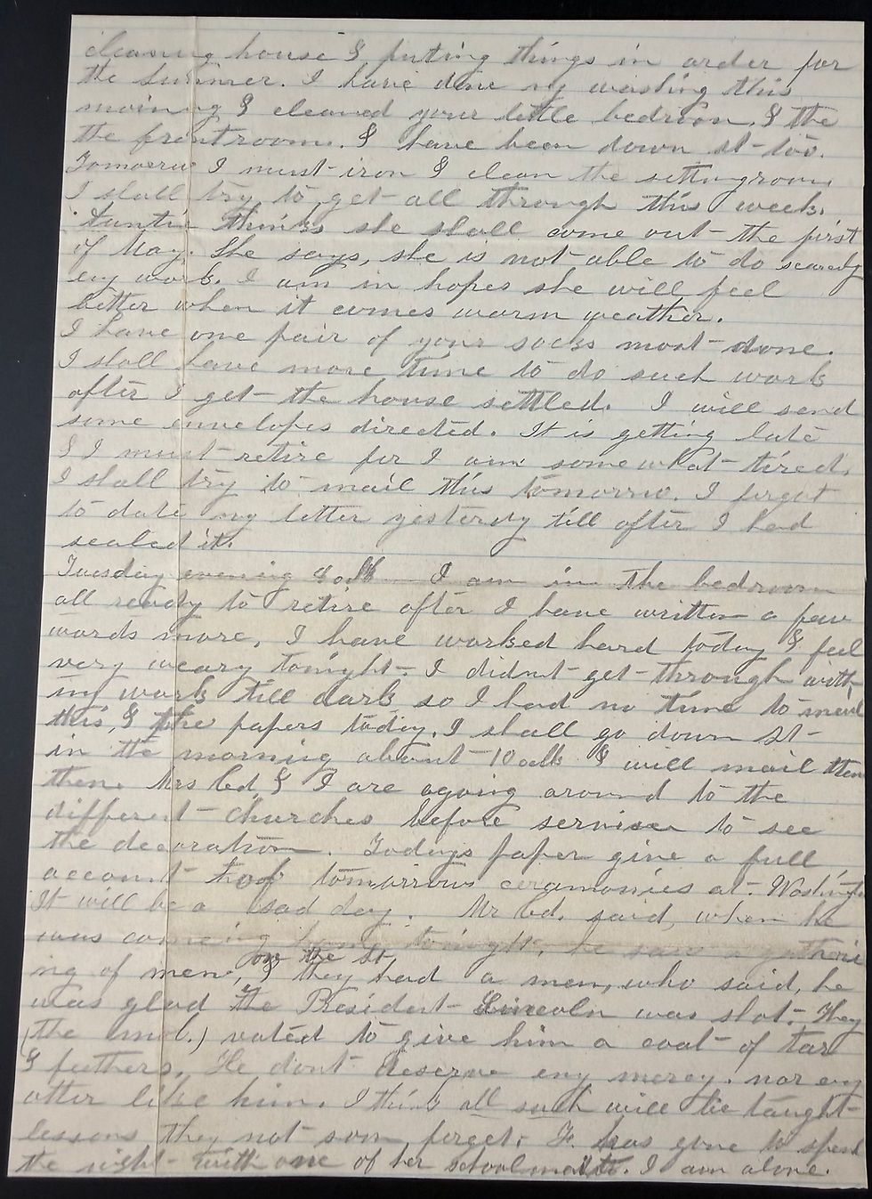Thumbnail: Civil War Letters from Wife to Soldier Husband about Lincoln’s Assassination