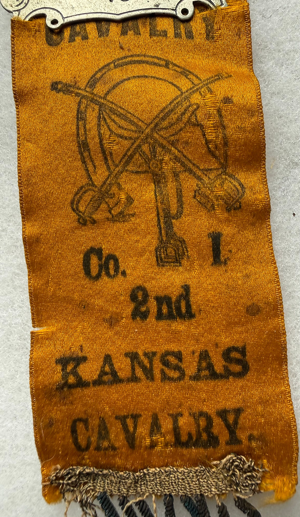 Thumbnail: Civil War 2nd Kansas Cavalry Reunion Ladder Badge & Ribbon 