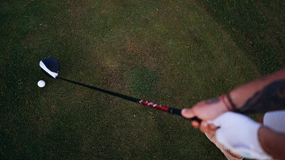 Point of View of golfer starting to swing