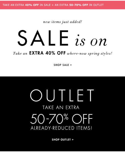 Sale/Outlet Email