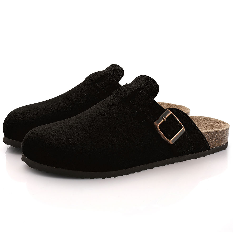 Thumbnail: Comwarm Fashion Women's Suede Mules Slippers Men Clogs Cork Insole Sandals With