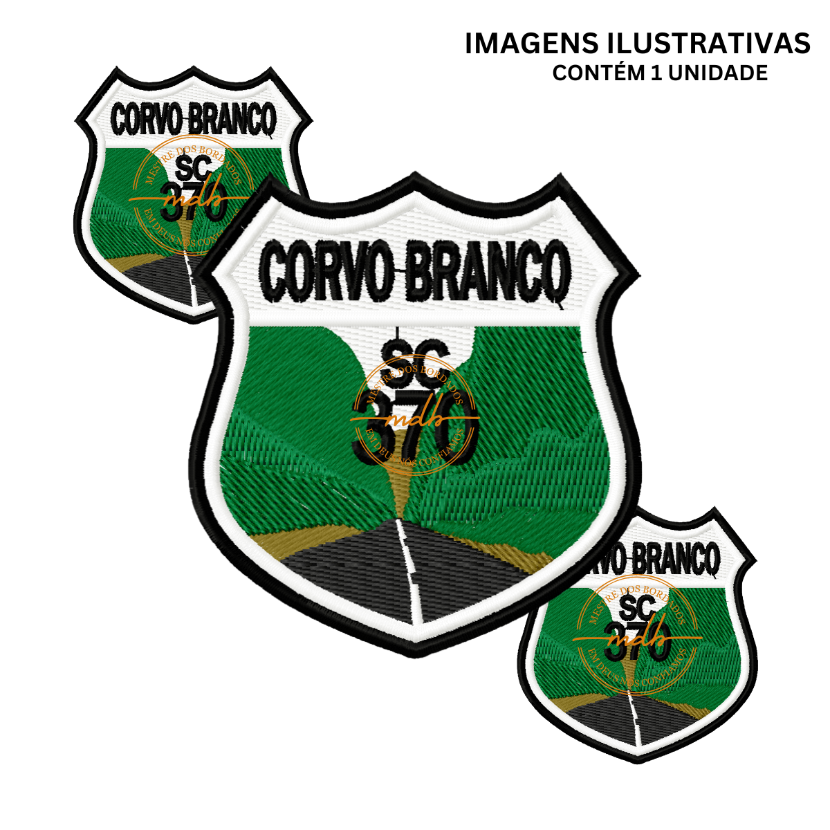 Patche Bordado Serra do Corvo Branco (6,5x7cm)